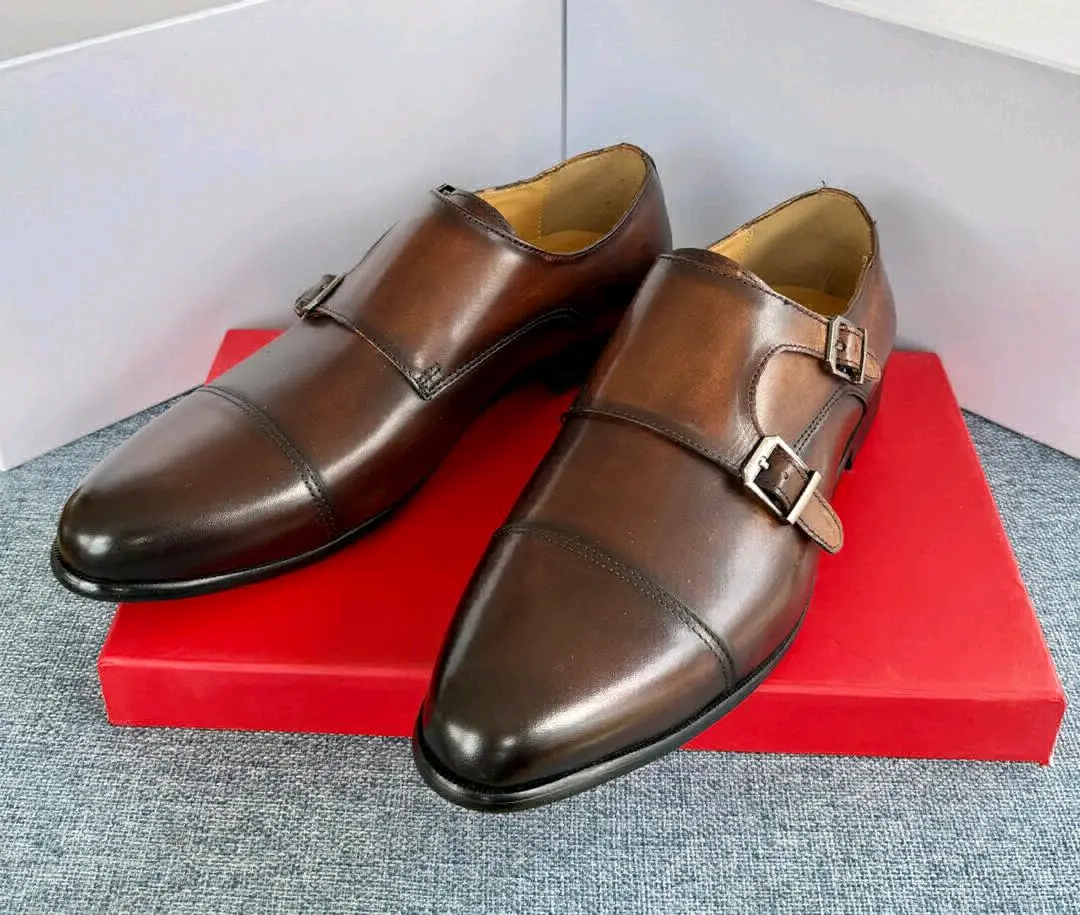 Black Leather Monk Strap Dress Shoes thumbnail 2