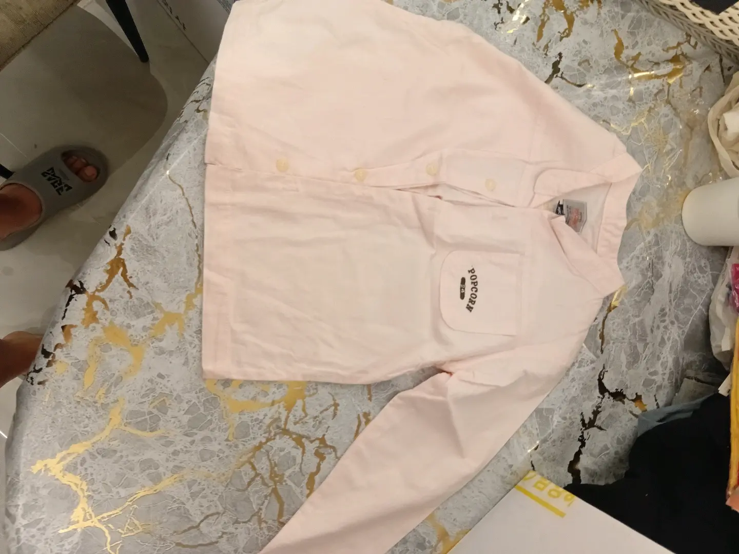 Kids' Pink Long-Sleeved Button-Up Shirt