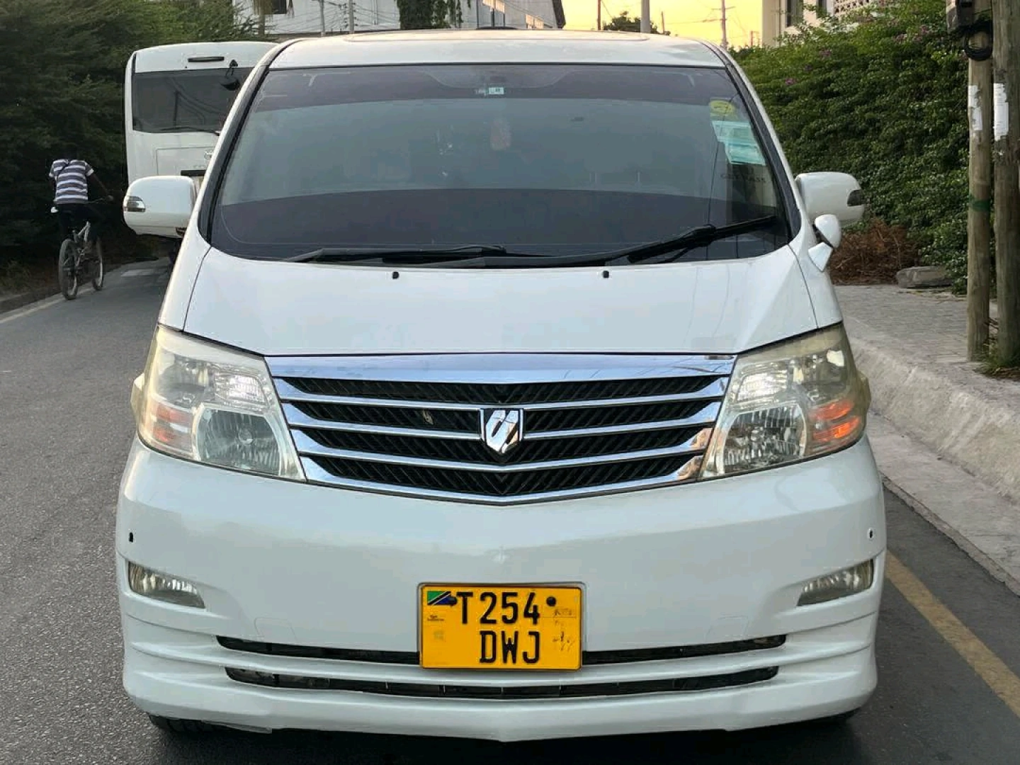 White Toyota Alphard Minivan