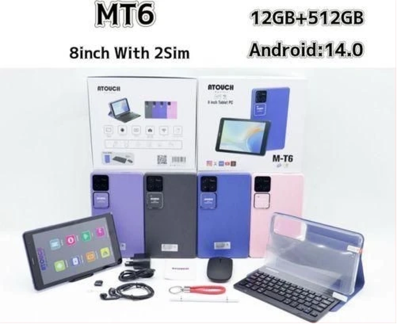 ATOUCH MT6 Tablet 8-inch 12GB RAM 512GB Storage + Accessories