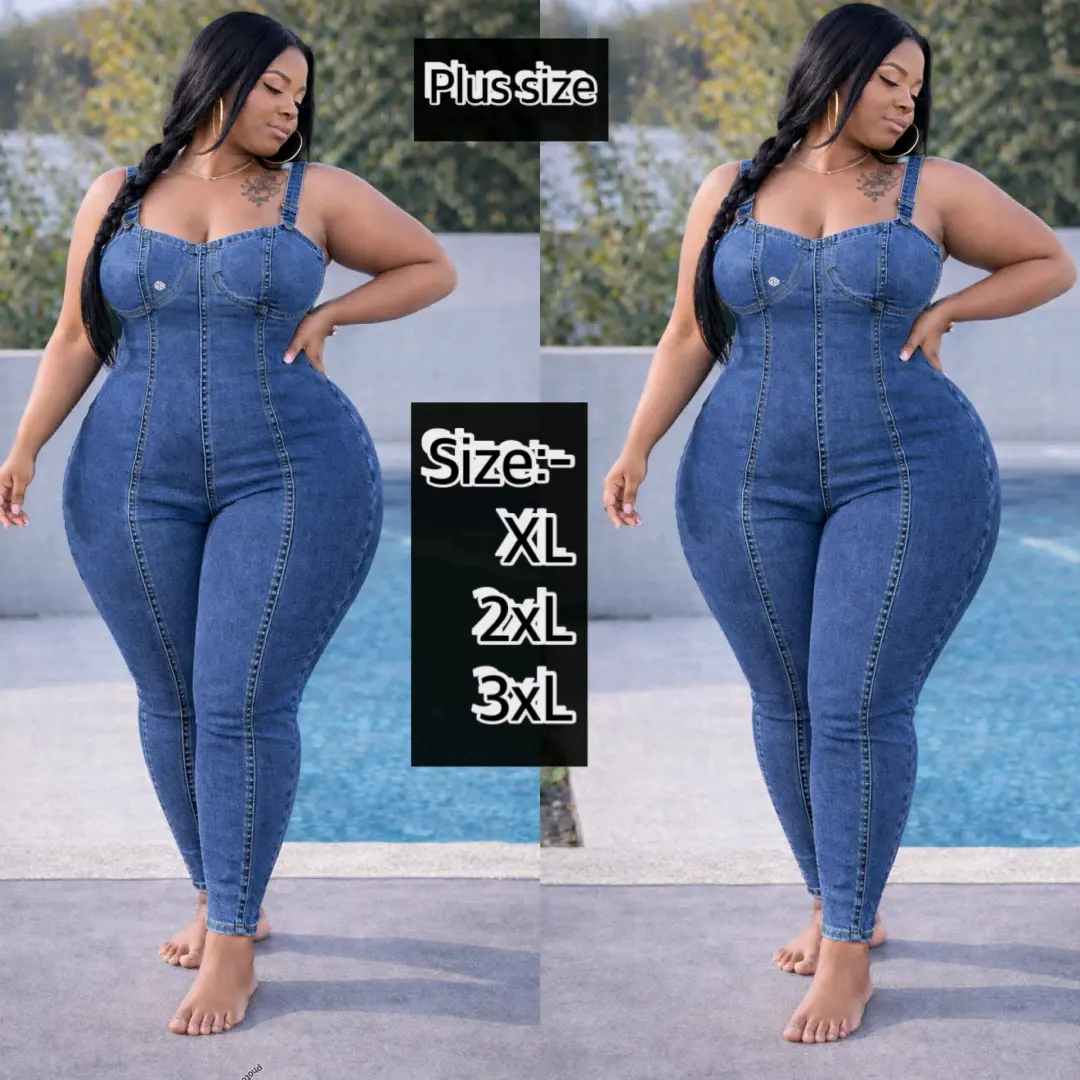 Blue Denim Jumpsuit (Plus Size)