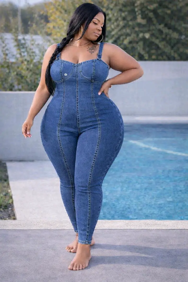 Blue Denim Jumpsuit (Plus Size) thumbnail 2