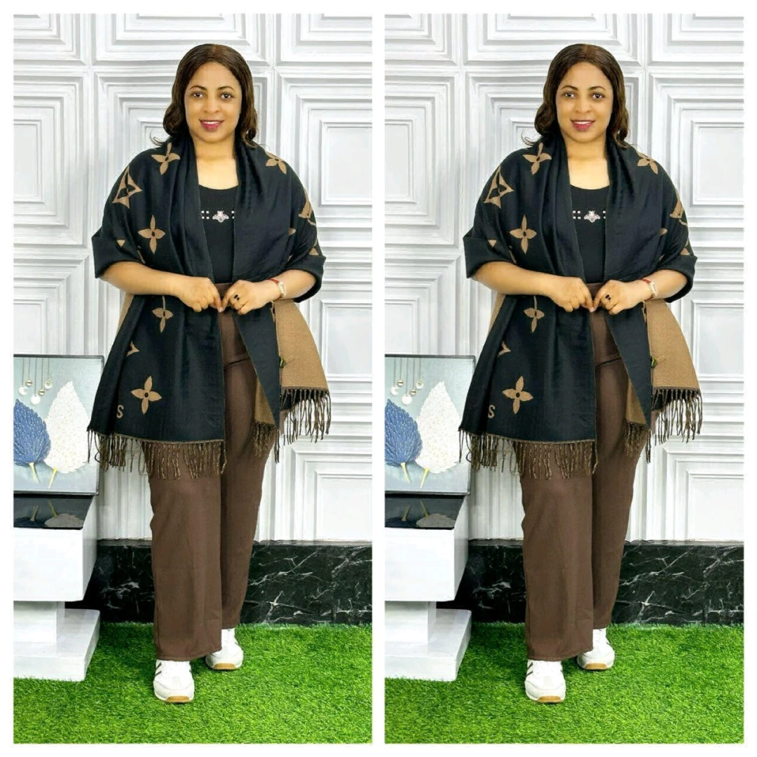 Women's Brown Two-Piece Outfit (Trousers & Shawl) thumbnail 2