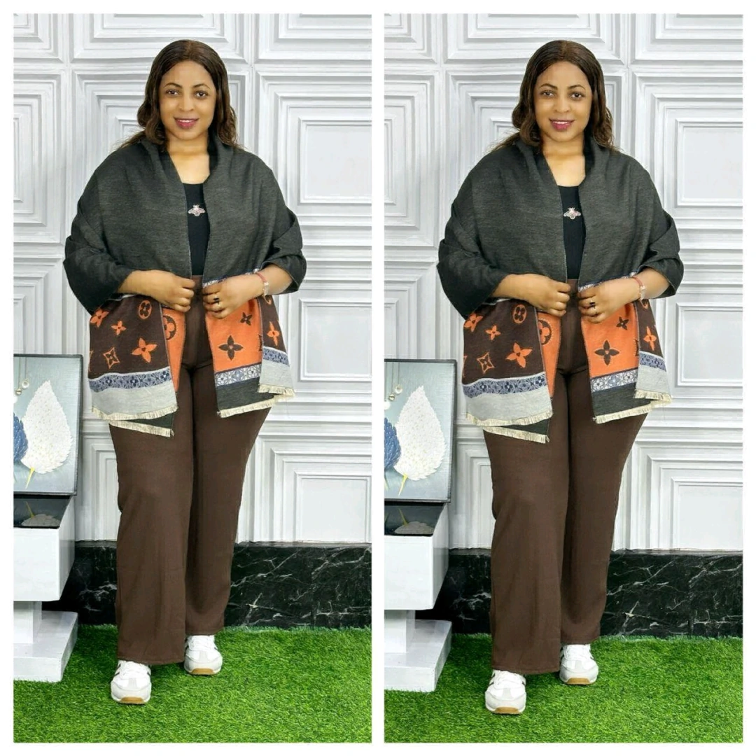 Women's Brown Two-Piece Outfit (Trousers & Shawl) thumbnail 7