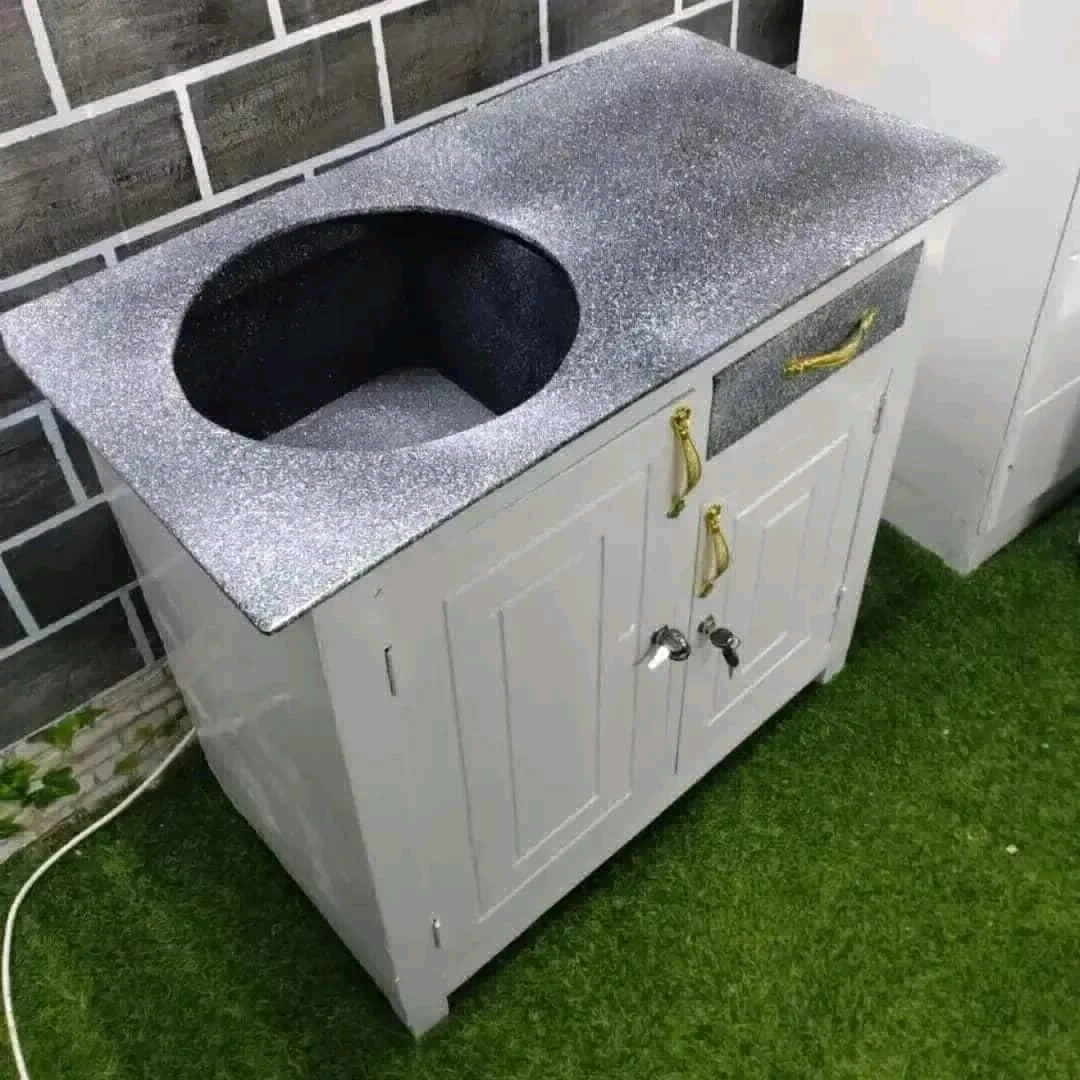 Black Kitchen Cabinet Unit with Sink and Gas Space thumbnail 4