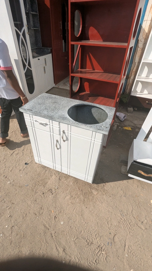 Black Kitchen Cabinet Unit with Sink and Gas Space thumbnail 5