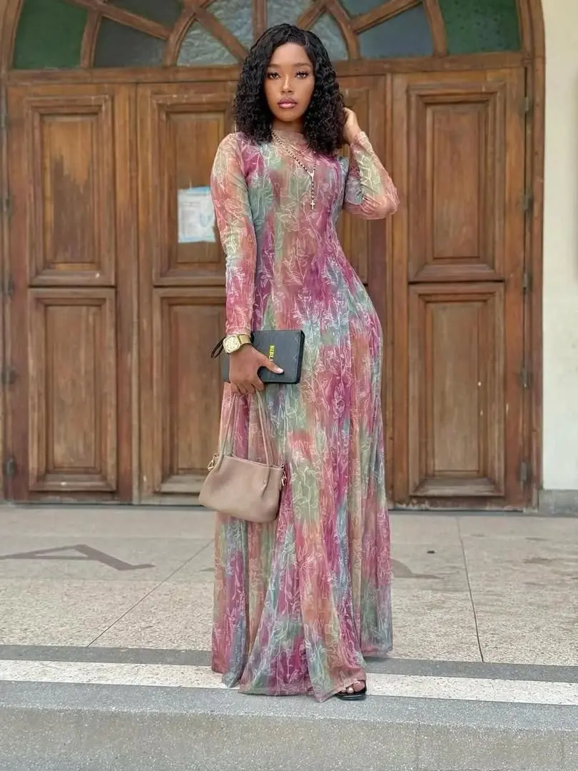 New Long Printed Halter-Neck Dress thumbnail 5
