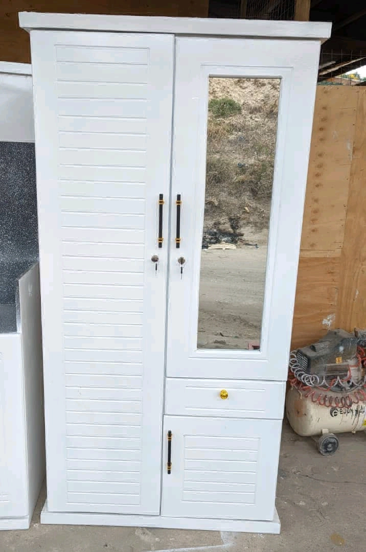 High-Status White Wooden Wardrobe with Mirror thumbnail 4