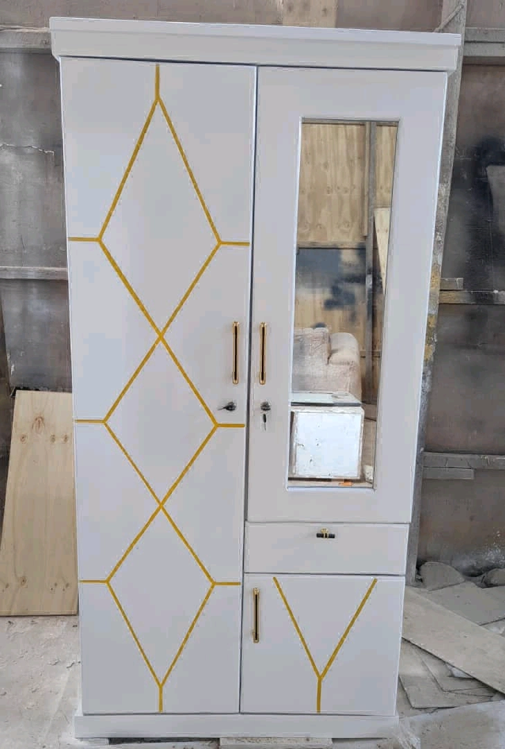 High-Status White Wooden Wardrobe with Mirror thumbnail 5