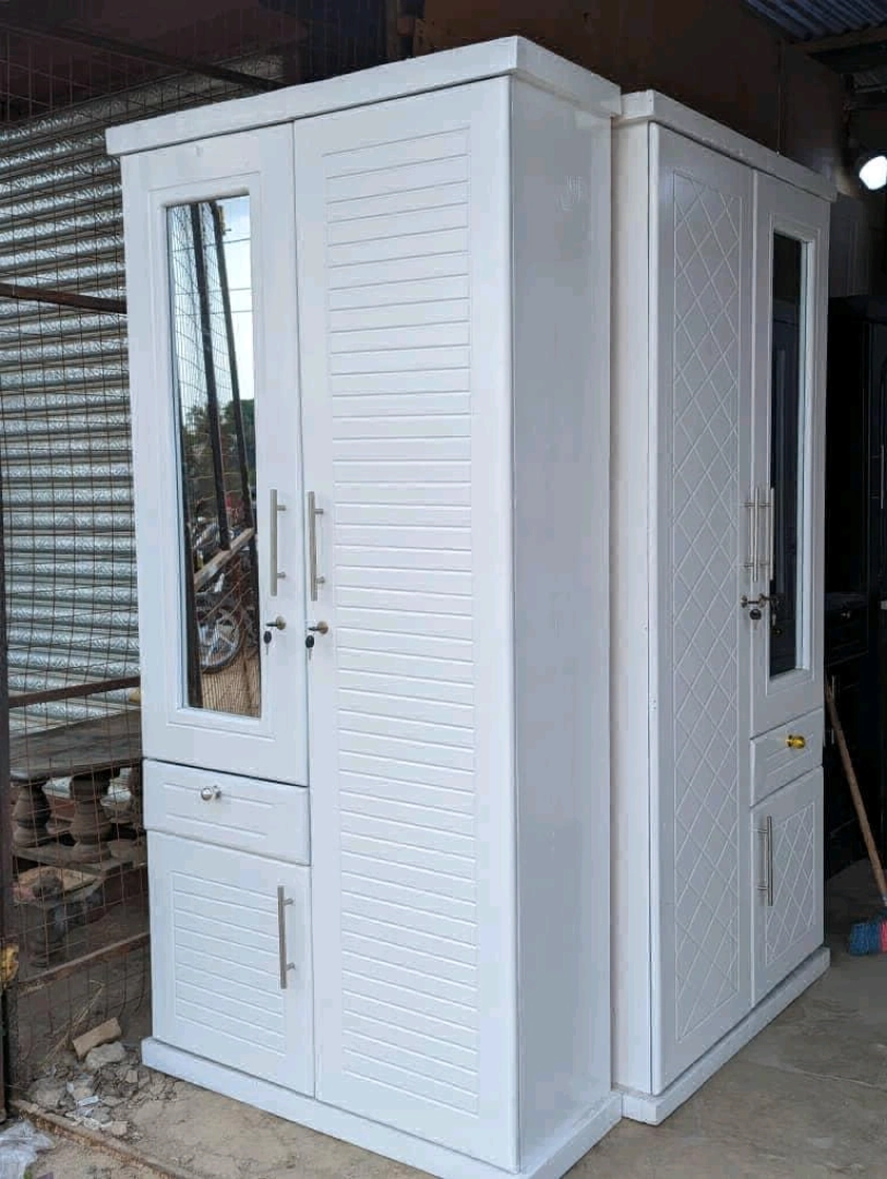 High-Status White Wooden Wardrobe with Mirror thumbnail 6