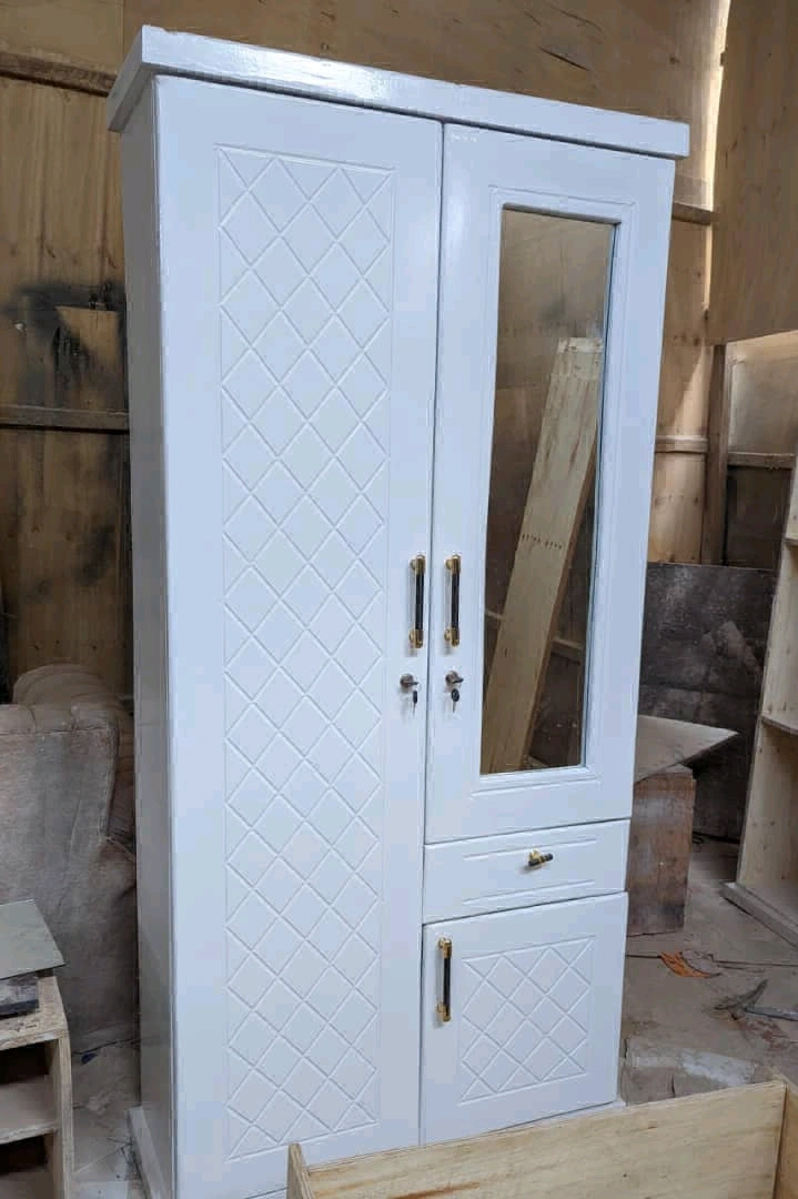 High-Status White Wooden Wardrobe with Mirror thumbnail 7