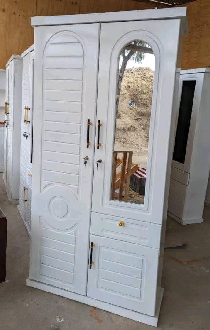 High-Status White Wooden Wardrobe with Mirror thumbnail 8