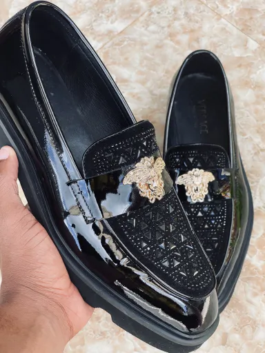 Versace Black Patent Leather Loafers