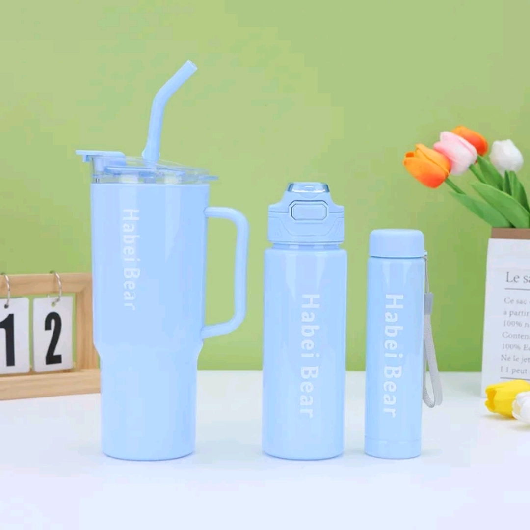 3-Piece Habei Bear Colorful Water Bottle Set thumbnail 5