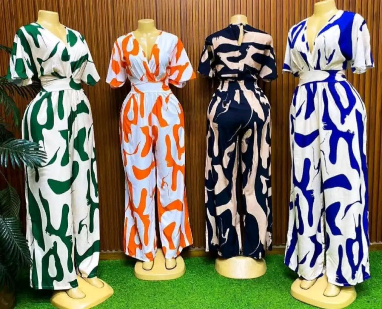 Patterned Cotton Jumpsuits (L-2XL)