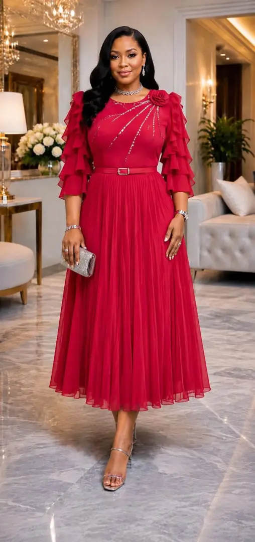 Elegant Pleated Chiffon Dresses thumbnail 2