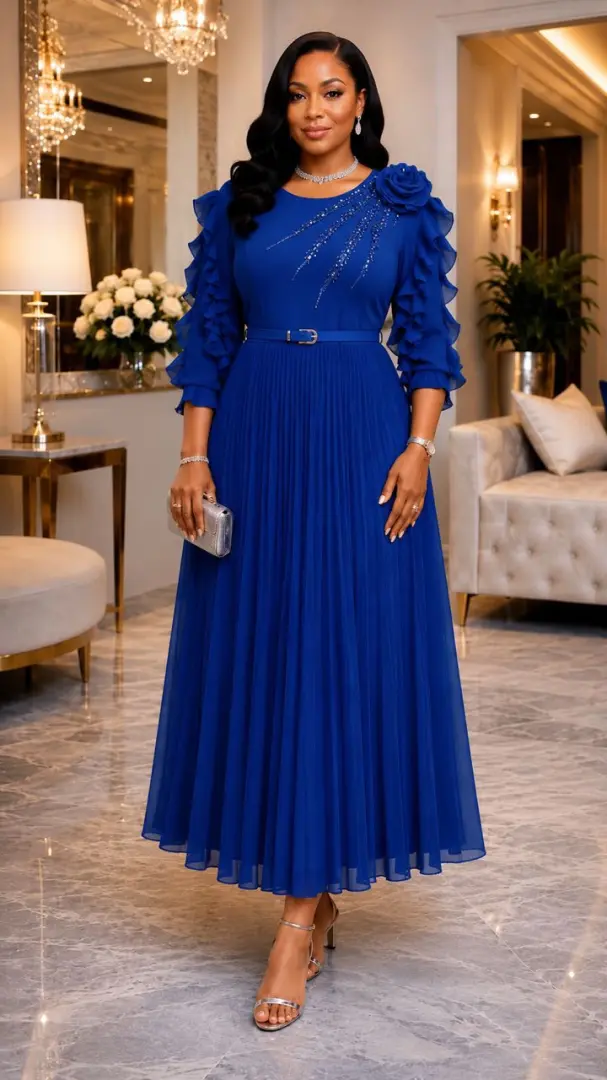 Elegant Pleated Chiffon Dresses thumbnail 3