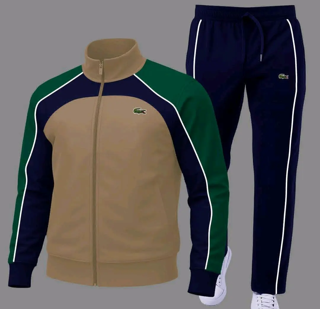 Lacoste Tracksuit Set - Beige/Green & Dark Blue