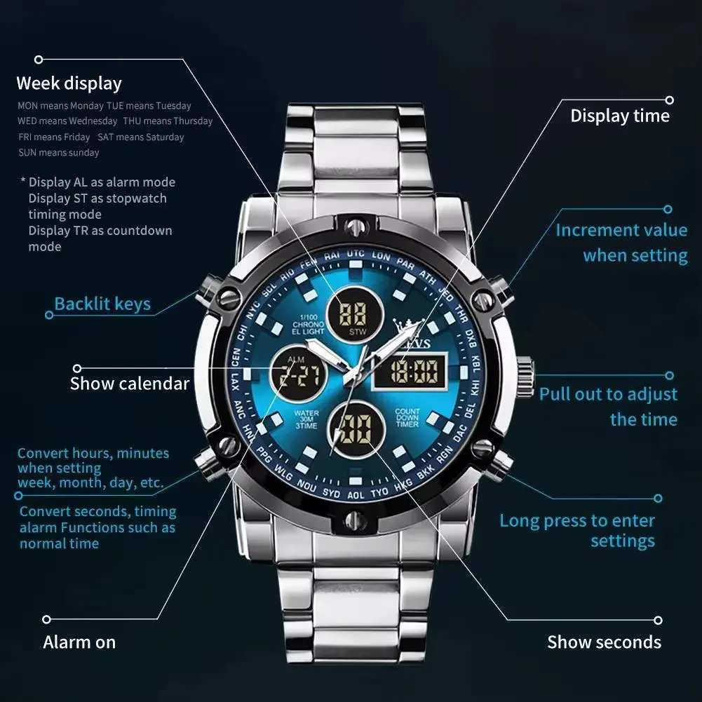 OLEVS Dual-Display Men's Watch