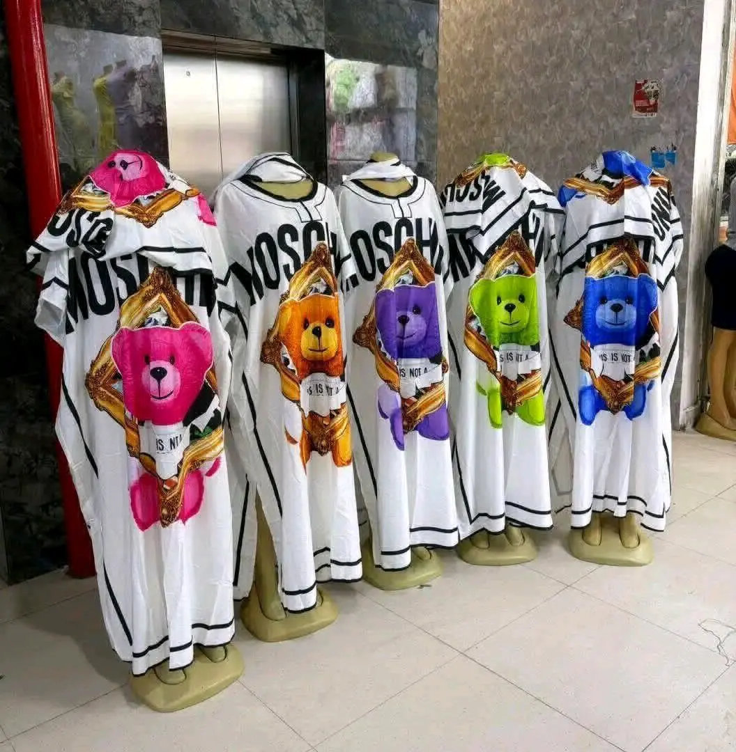 Kaftan Dresses with Teddy Bear Graphic