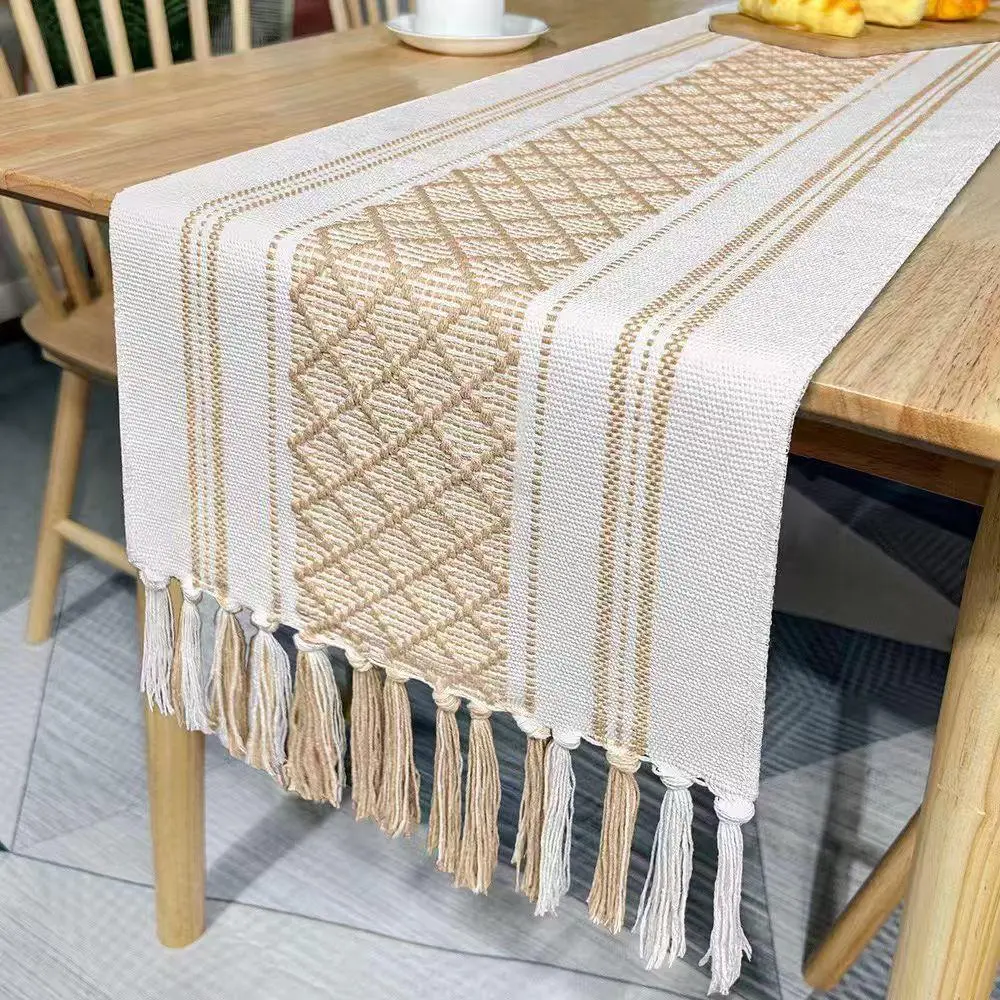 Stylish Woven Table Runner with Tassels