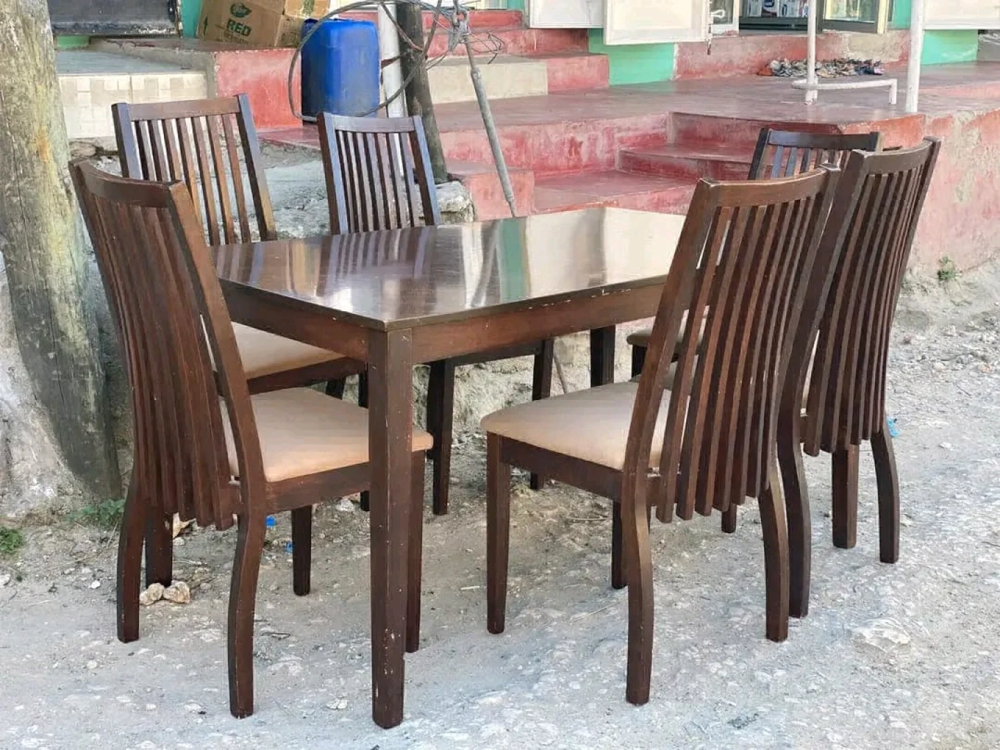 Wooden Dining Table Set with 6 Chairs thumbnail 2