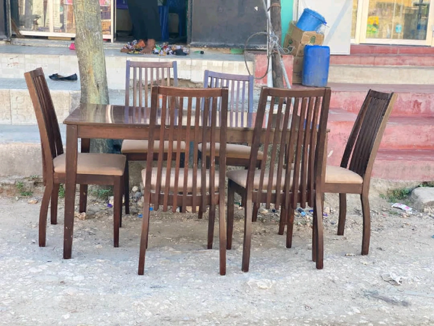 Wooden Dining Table Set with 6 Chairs thumbnail 3