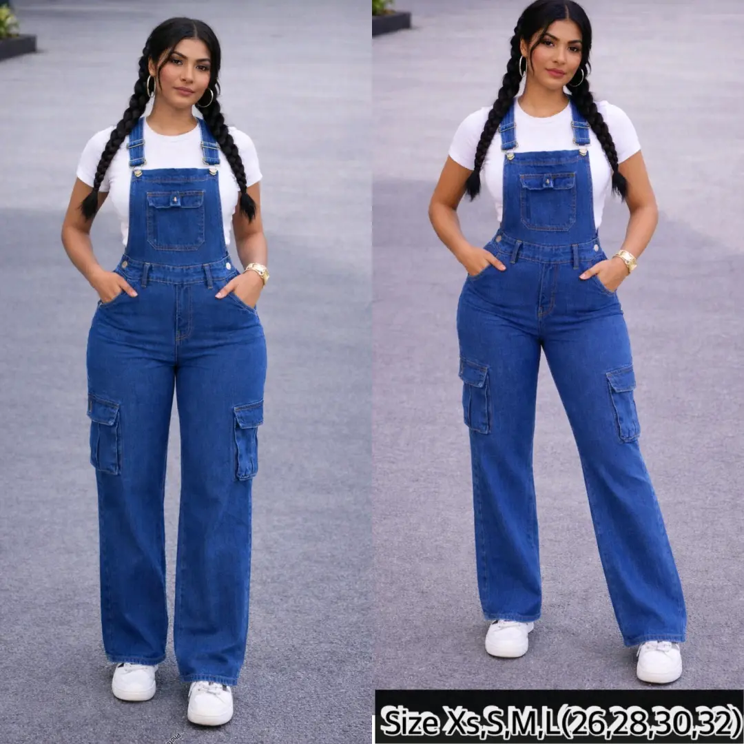 Blue Denim Cargo Overalls thumbnail 2