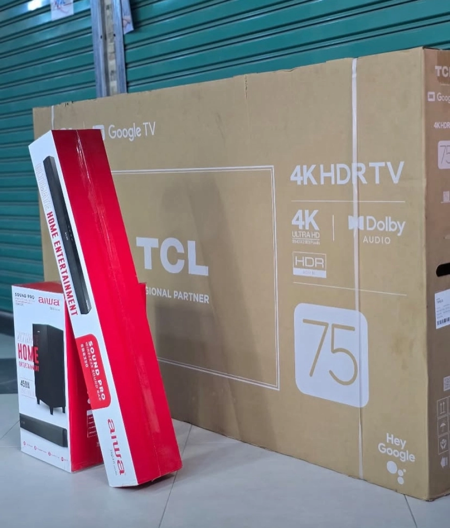 TCL 75-inch 4K Smart Google TV & Aiwa Soundbar Bundle