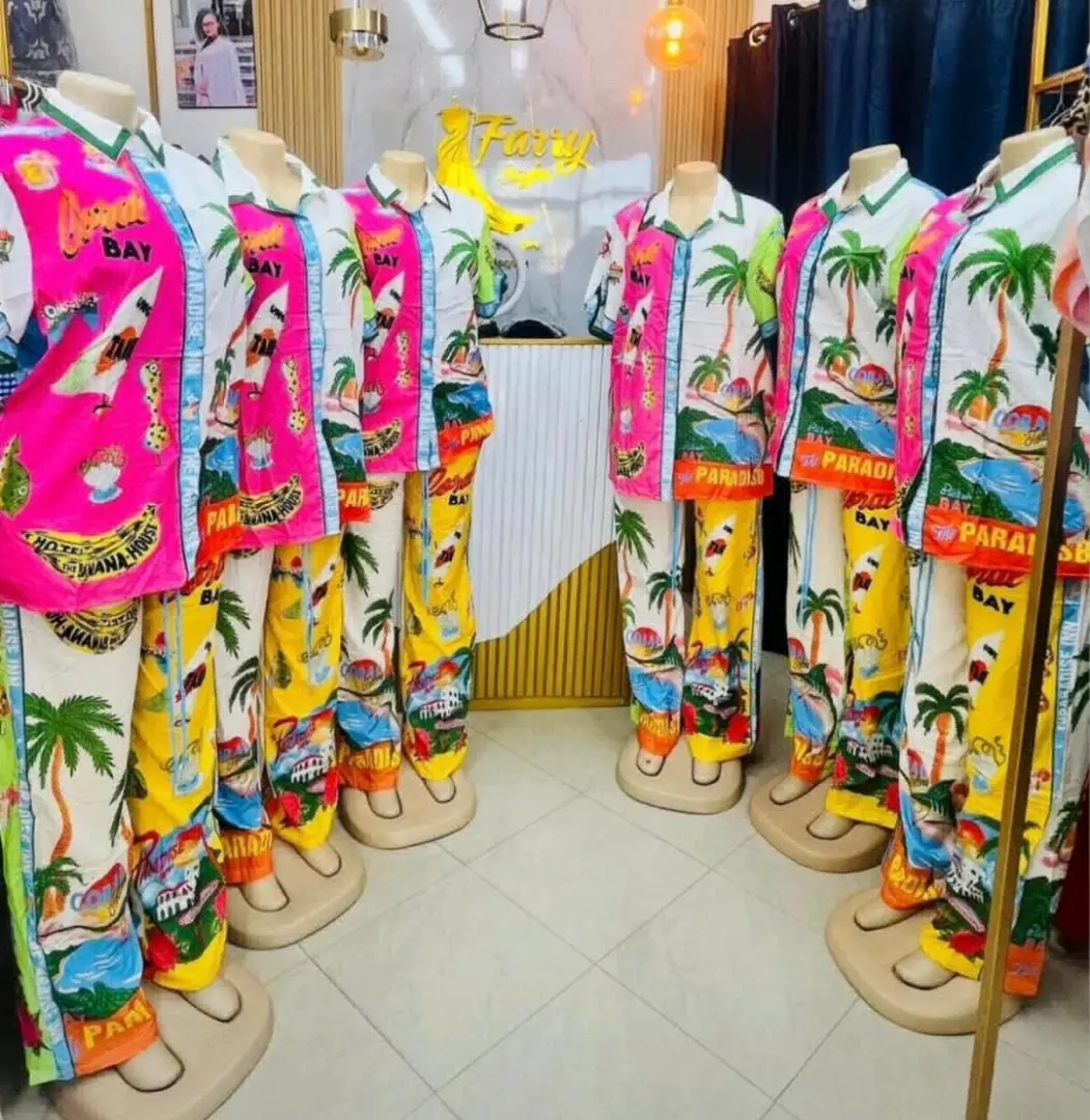 Tropical Print Two-Piece Pajama Sets