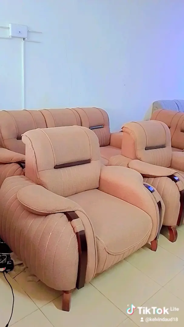 Modern 7-Seater Beige Fabric Sofa