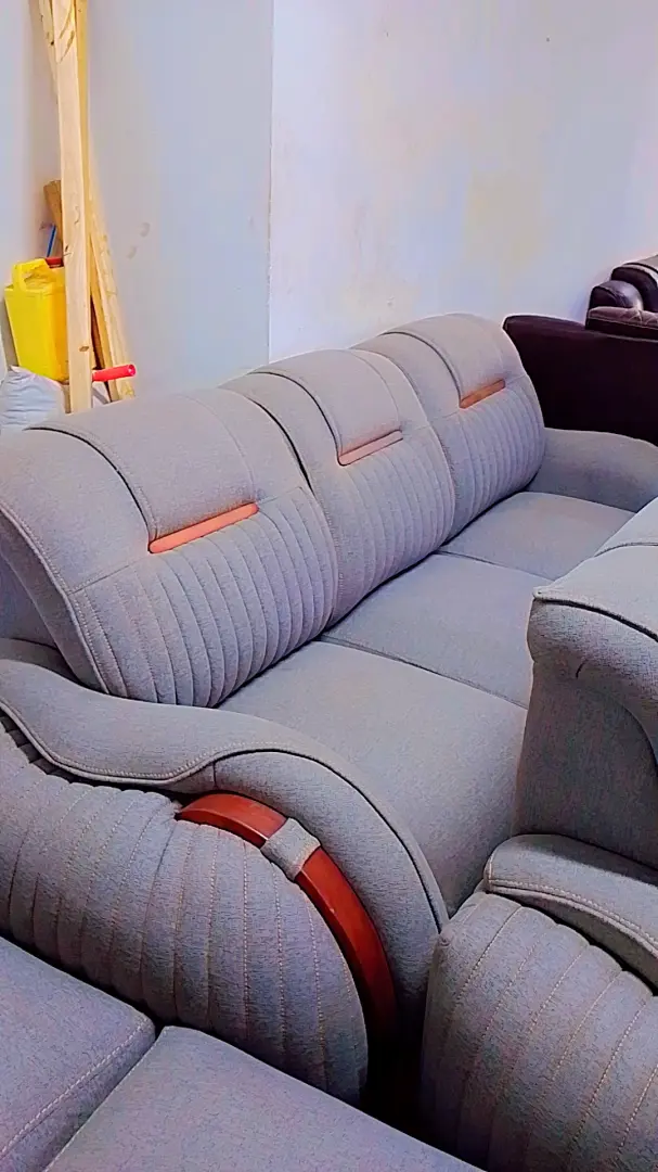 Modern 7-Seater Beige Fabric Sofa thumbnail 4