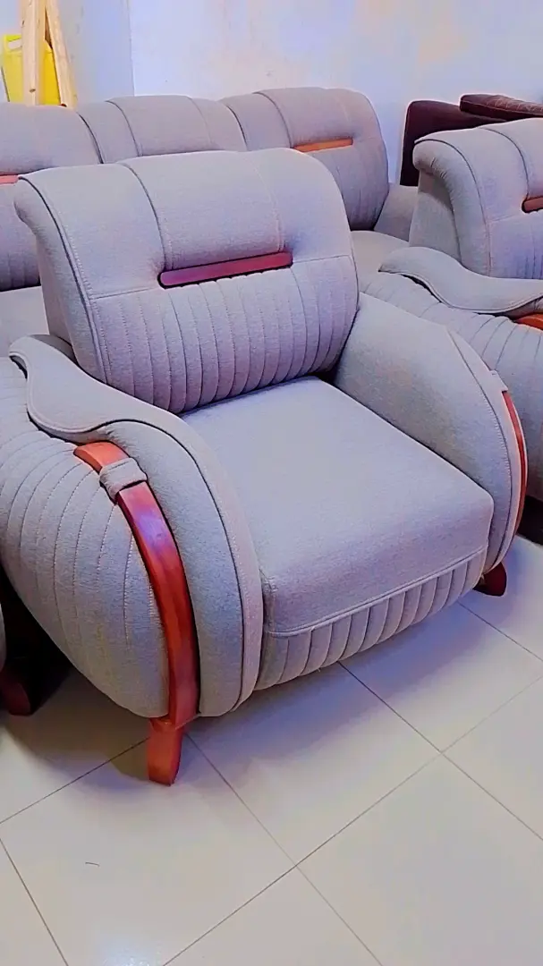 Modern 7-Seater Beige Fabric Sofa thumbnail 6