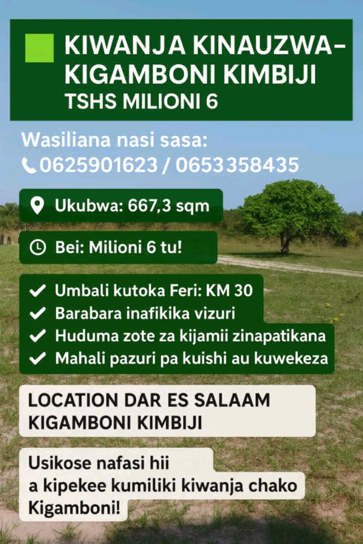 Plot of Land for Sale Kigamboni Kimbiji