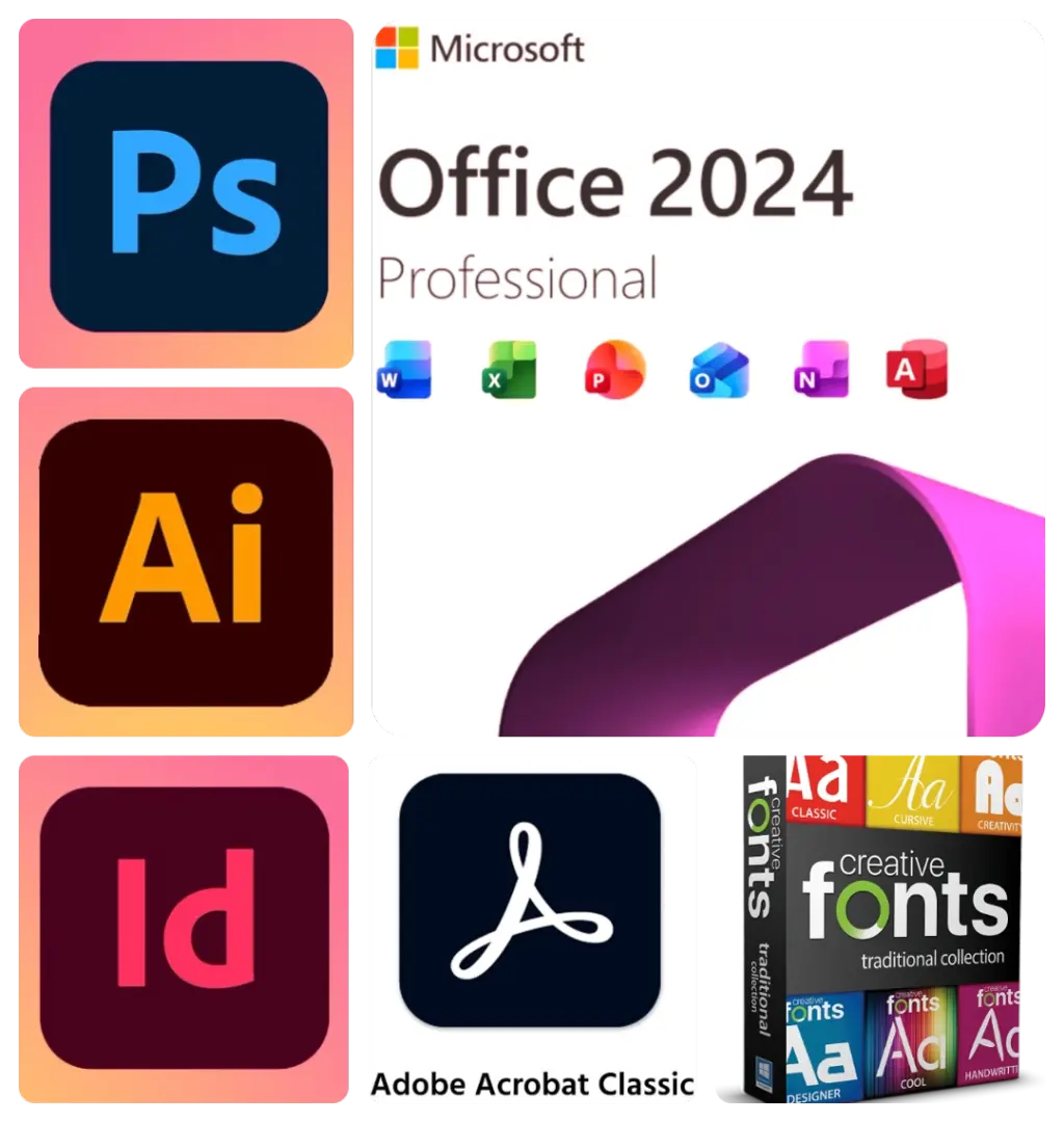 Microsoft Office 2024 Pro Plus & Adobe Design Suite