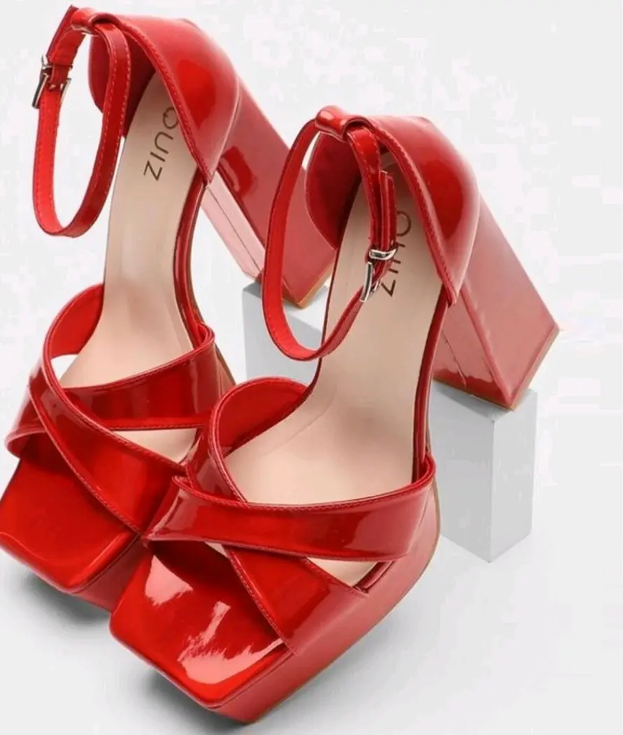 Quiz Ladies Red Platform Sandals
