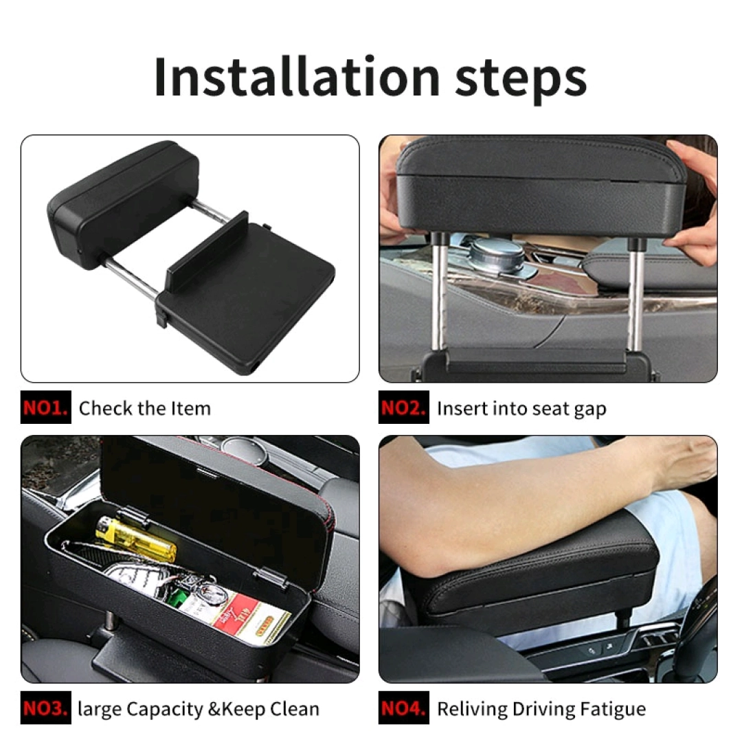 Universal Black Car Armrest Extender with Storage Box thumbnail 2