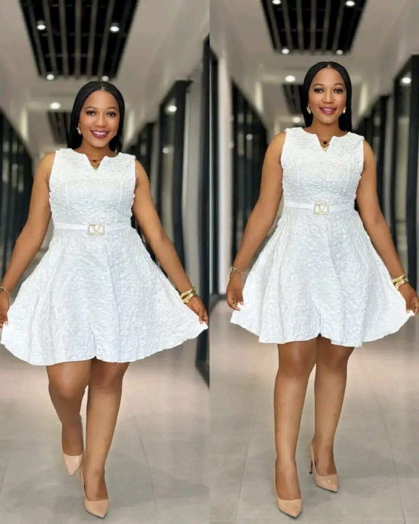 White Textured Sleeveless Dress thumbnail 4