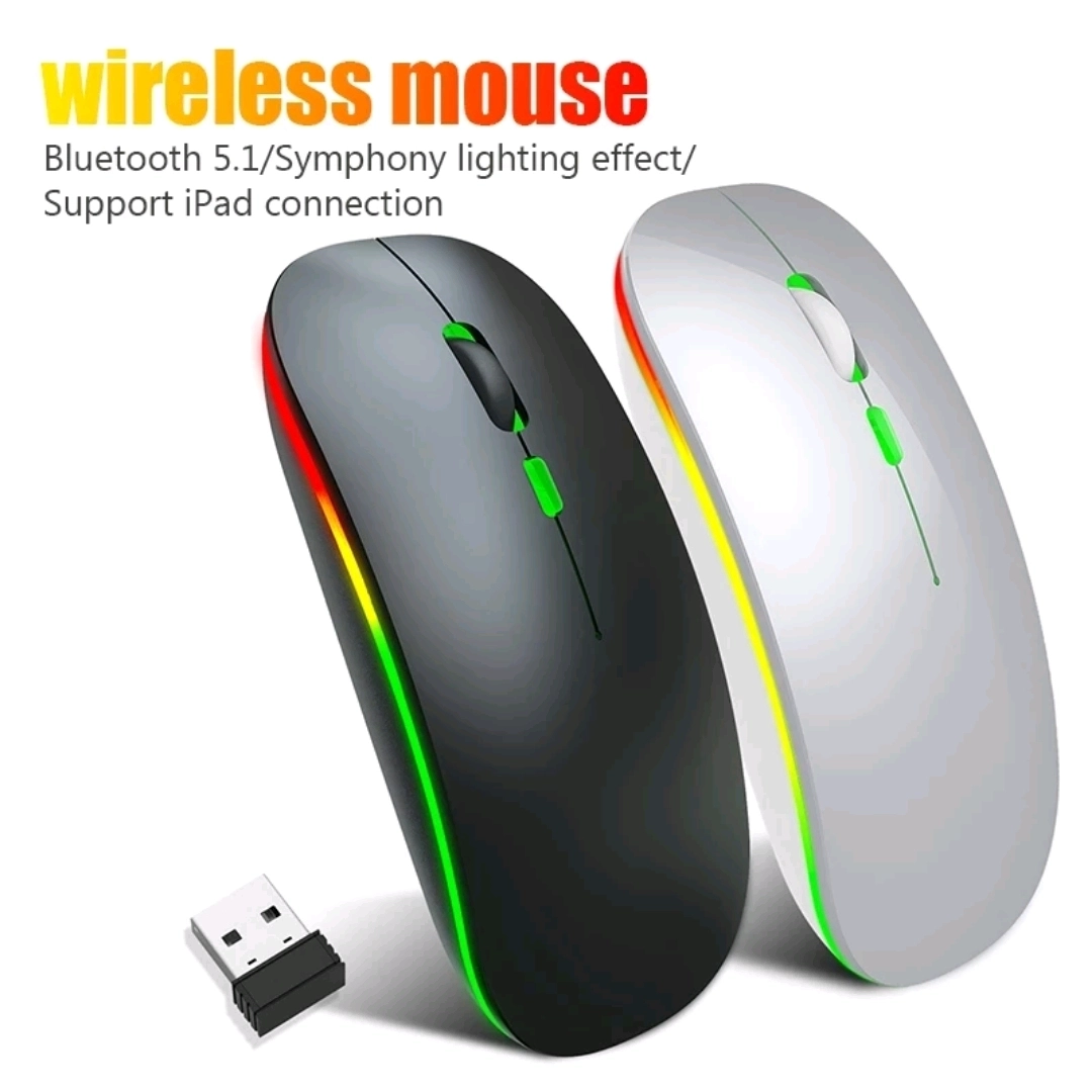 Black Slim Rechargeable Wireless RGB Mouse thumbnail 2