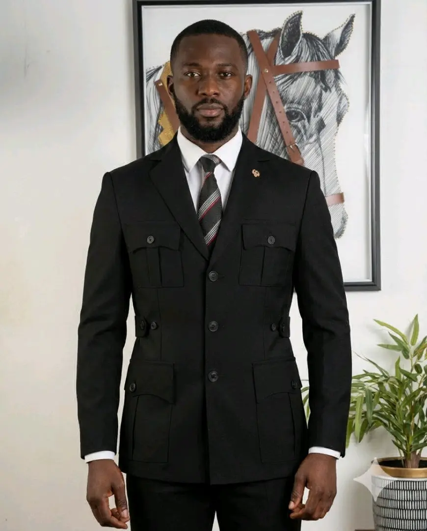 Fernando Turkey Black Safari Suit Jacket