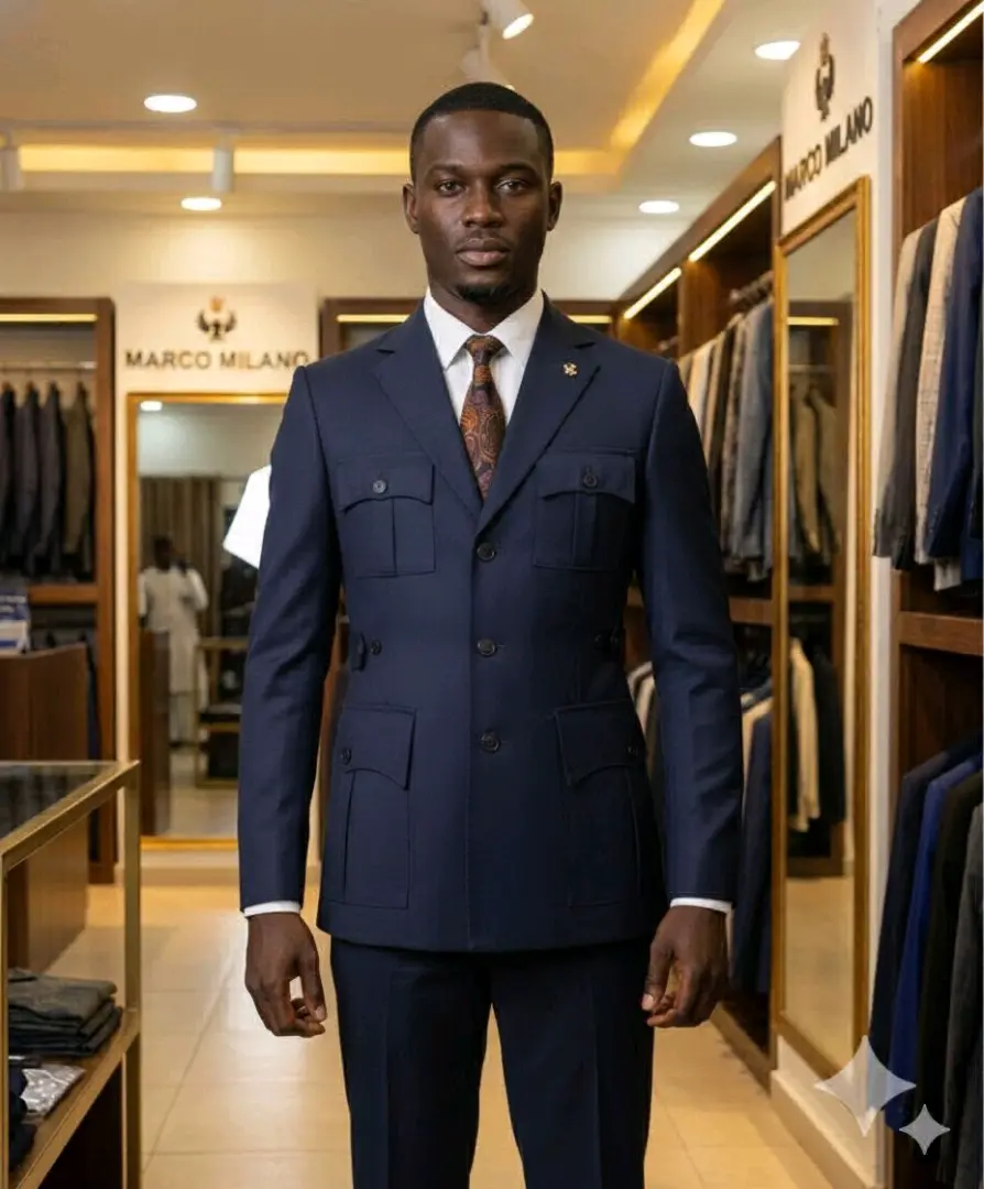 Fernando Turkey Black Safari Suit Jacket thumbnail 5