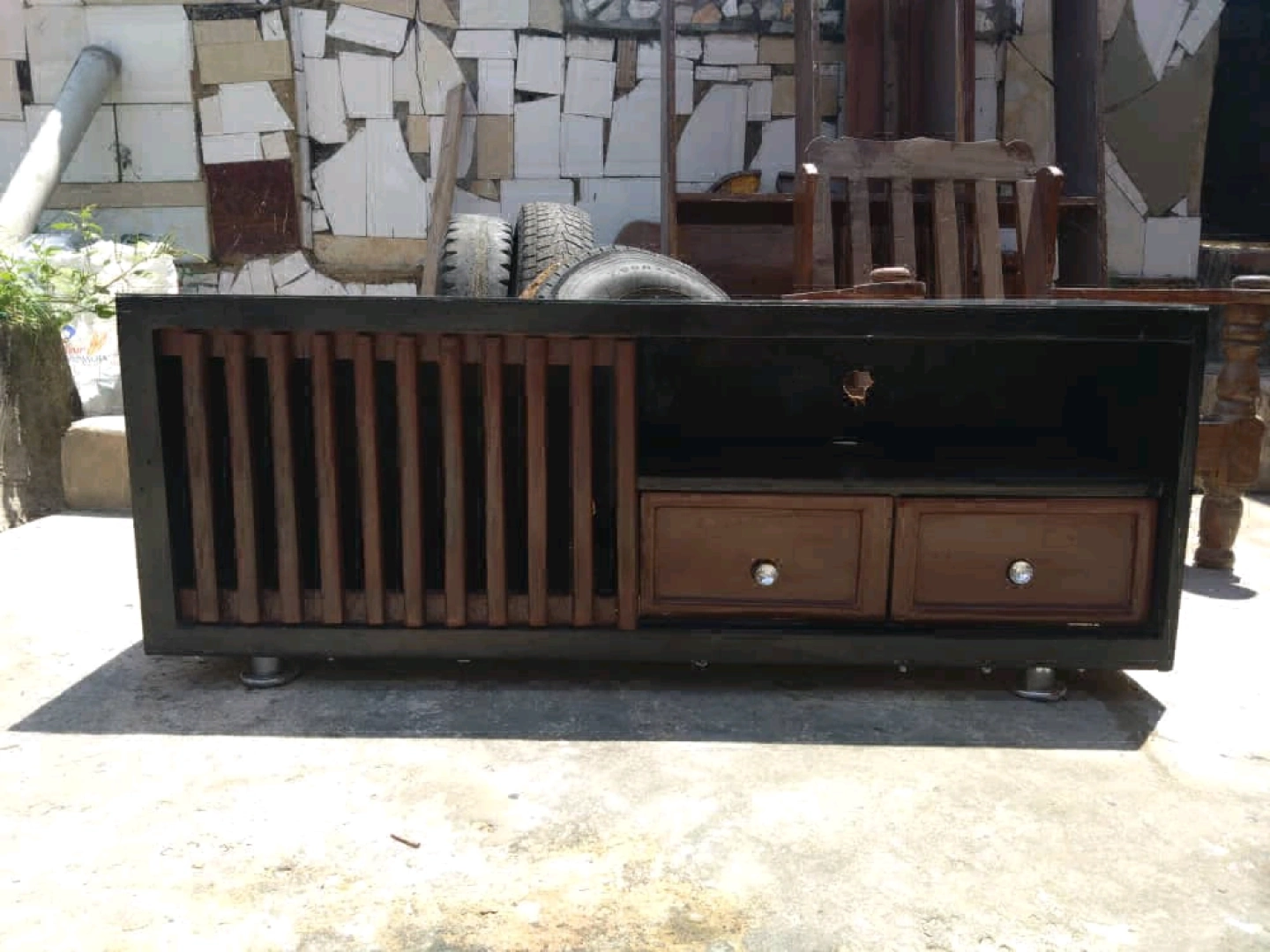 Black and Brown Wooden TV Stand/Cabinet thumbnail 3