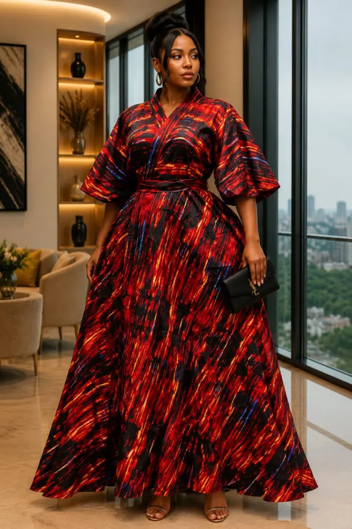 Kitenge Dress za Kisasa kwa Wanawake thumbnail 3