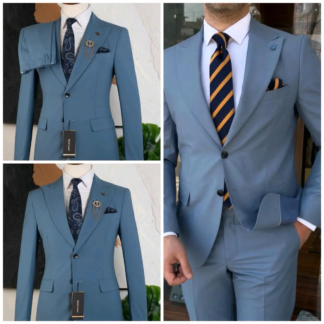Mario Casas Light Blue Men's Two-Piece Suit