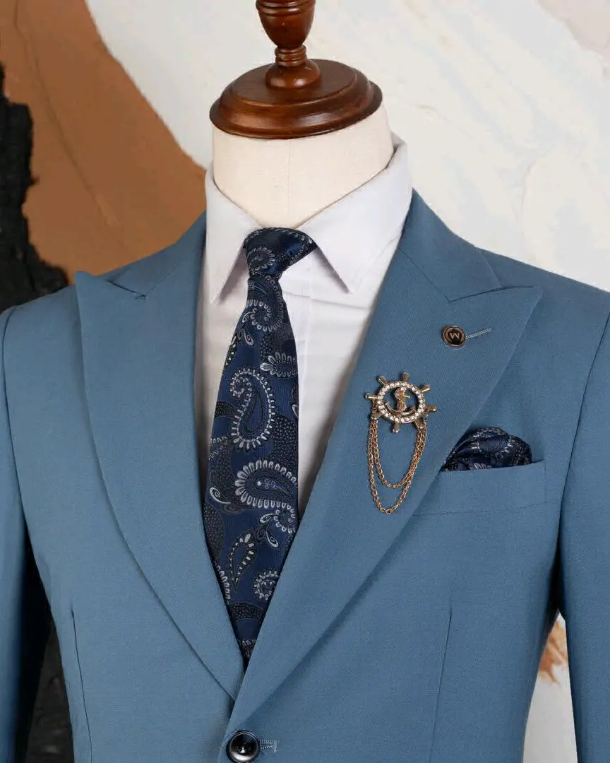 Mario Casas Light Blue Men's Two-Piece Suit thumbnail 2