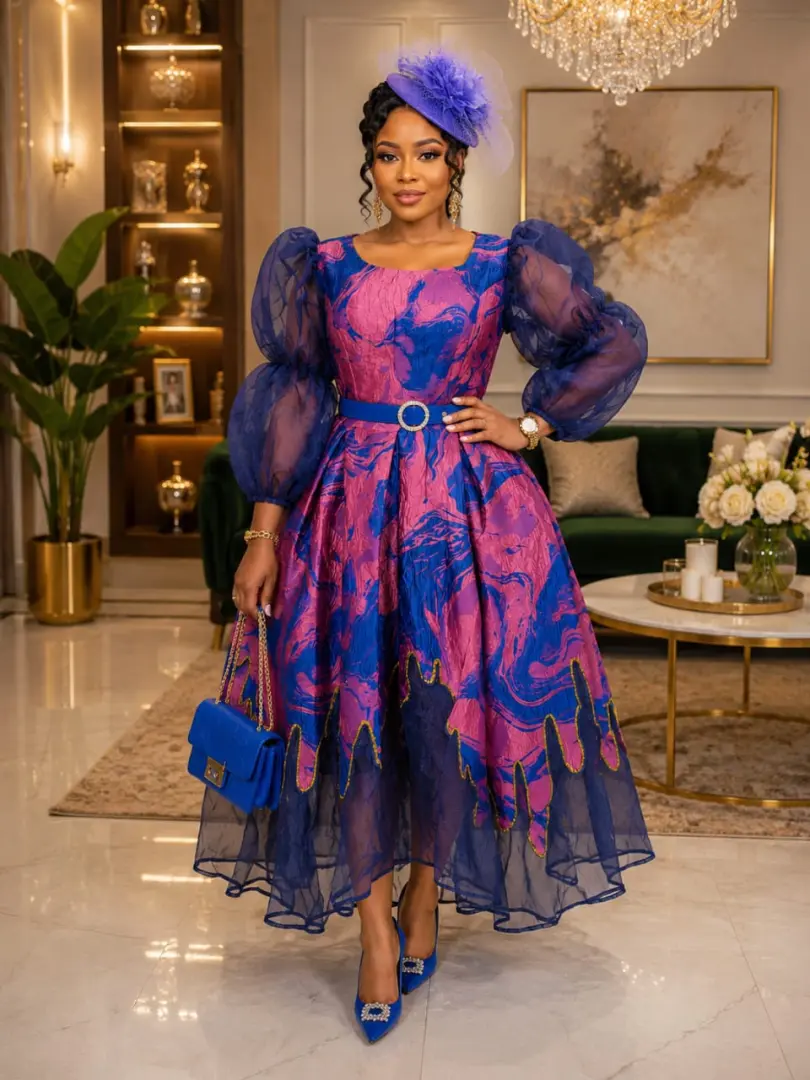 Elegant Women's Dresses with Matching Hats thumbnail 2