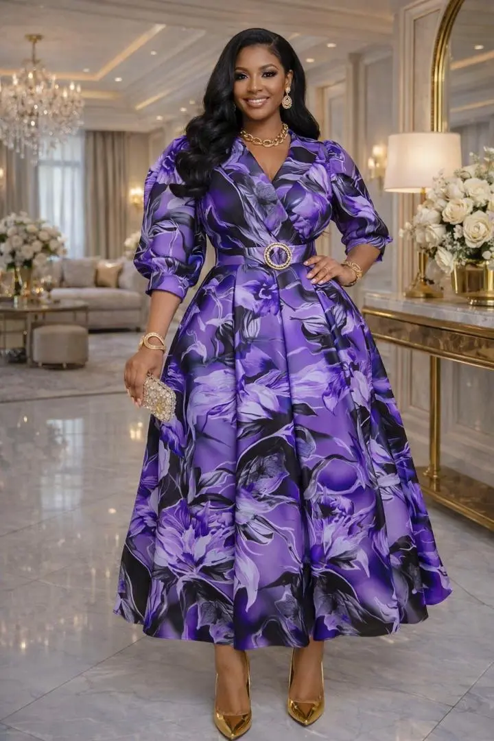 Floral Print Cotton Midi Dresses thumbnail 2