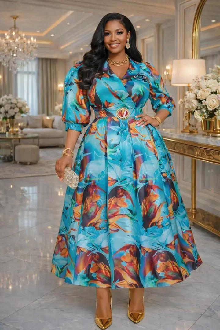 Floral Print Cotton Midi Dresses thumbnail 3