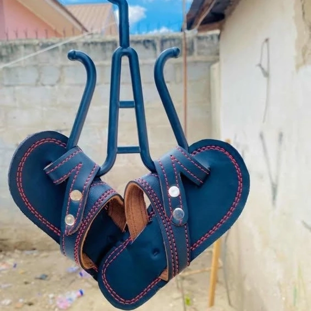 Maasai Kid's Leather Sandals (Dark Blue)