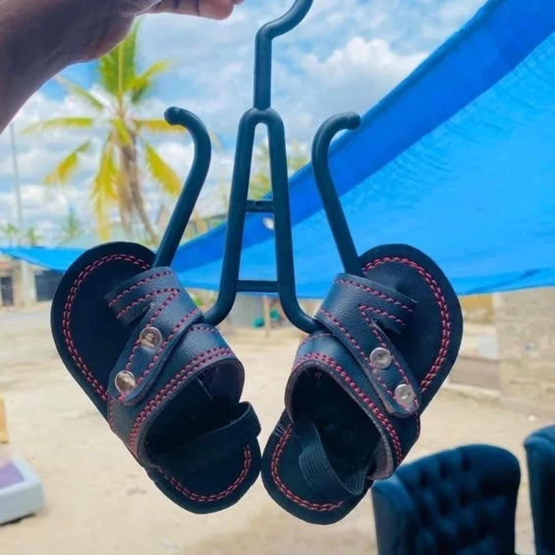 Maasai Kid's Leather Sandals (Dark Blue) thumbnail 5